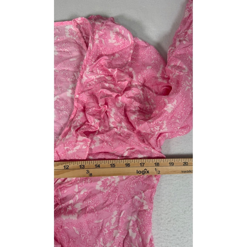 Free People Floral Mini Dress Womens Small Pink Viscose Boho Ruffle Romantic New - Picture 6 of 8